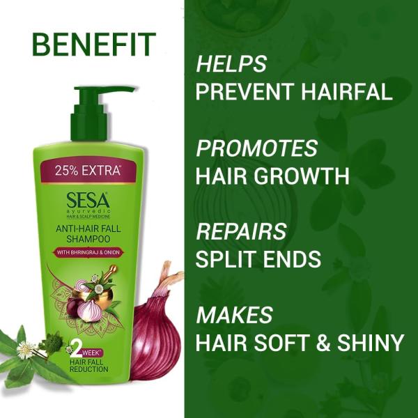 SESA Ayurvedic Anti Hairfall Shampoo For Dry And Frizzy Hair Reduces Hairfall Made With 6 Ayurvedic Herbs Paraben Free Shampoo - 500ml + 500 ml grocery