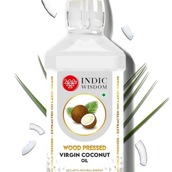 IndicWisdom Wood Pressed Virgin Coconut Oil 1 Liter (Cold Pressed Coconut Oil