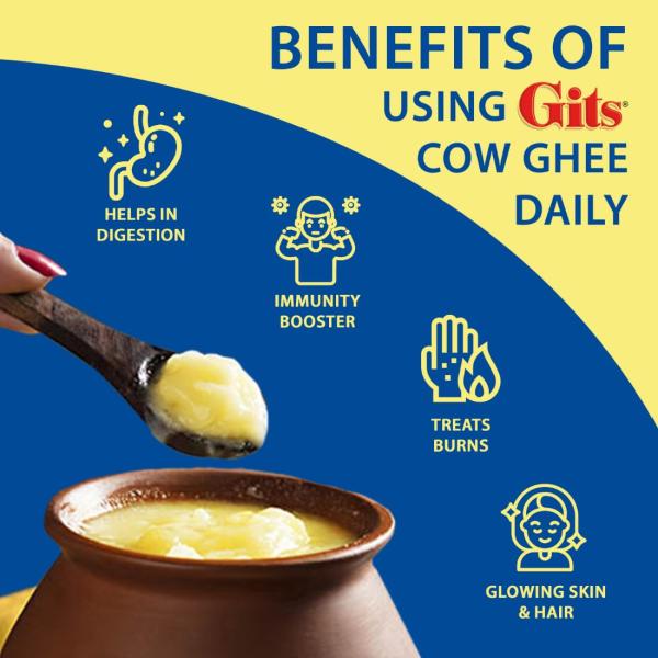 Gits Cow Ghee 500 ml Jar | Pack of 1 | Aroma in every drop |Pure Veg, Pure Cow Ghee, Desi Ghee, No preservatives