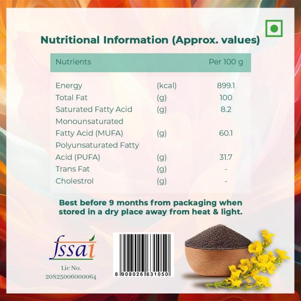 SatRas Wood Pressed Black Mustard Oil 1 ltr | Cold Pressed in Wooden Kolhu