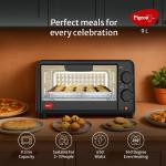Pigeon Oven Toaster Grill (12381) 9 Liters OTG Without Rotisserie for Oven Toaster and Grill for Grilling and Baking Cakes (Grey)