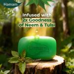 Hamam Neem Tulsi & Aloe Vera Bathing Soap for Body 150 g (Combo Pack of 8) Purifying Soap Bar with Pure Neem Oil and Best of Natural Ingredients