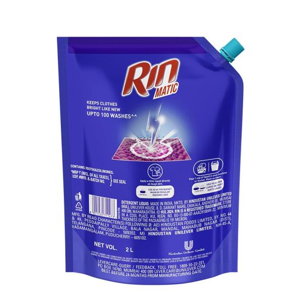Rin Detergent Liquid 2L Pouch- Front Load
