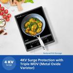 Philips HD4934/00 1300W Induction Cooktop with Triple MOV for 4kW surge protection with soft touch control