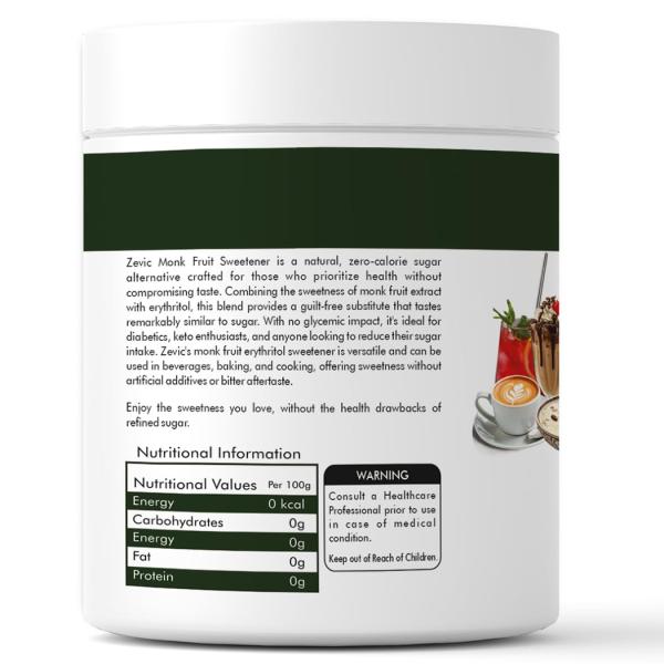 ZEVIC Monk Fruit Sweetener Organic Powder | 100% Natural Sugar Free