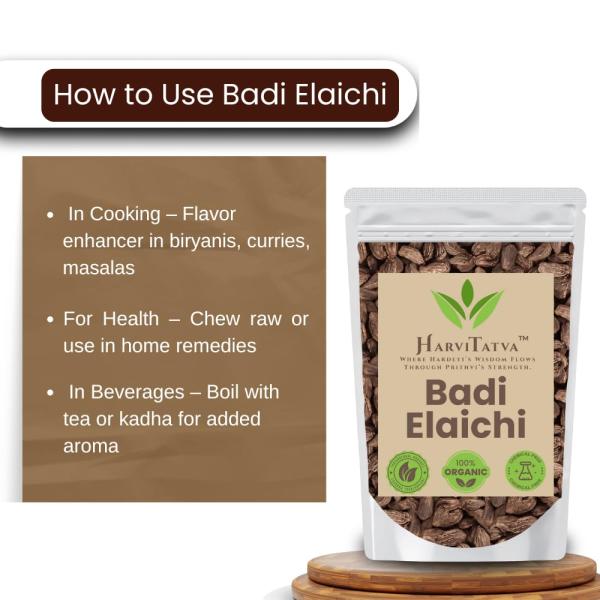 HarviTatva Badi Elaichi Whole (Black Cardamom) – 100% Natural