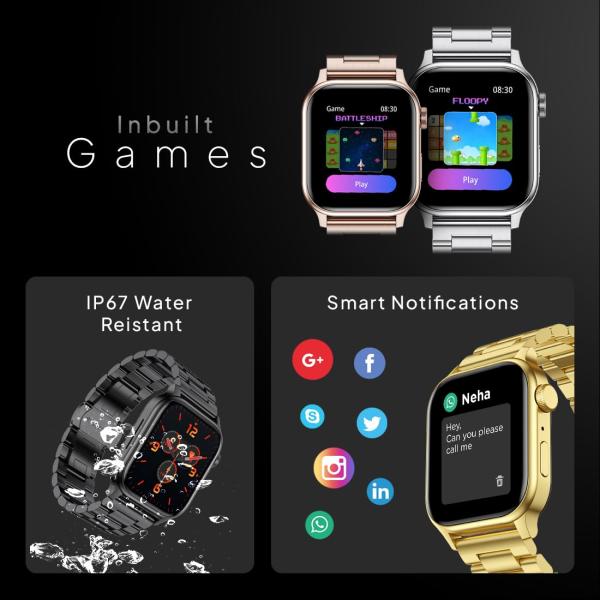 Waterproof Metal Smartwatch for Men & Women - Silver