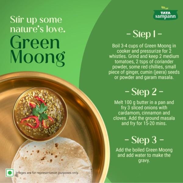 Tata Sampann Unpolished Green Moong Dal (Whole), 500gm