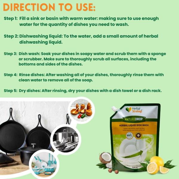 Herbal Strategi NatureDrop Dishwash Liquid - 1.8L Refill |