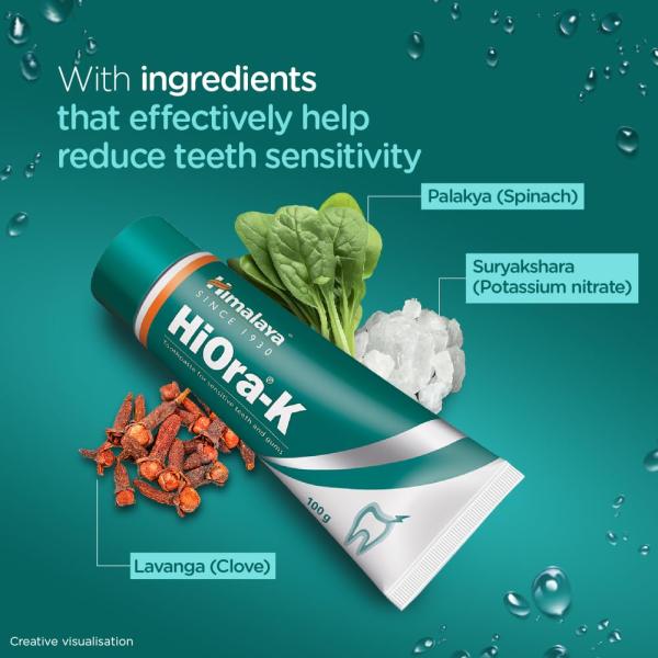 Himalaya HiOra-K toothpaste (100 g) | For sensitive teeth and halitosis | Reduces discomfort from hot and cold stimuli| Helps to prevent oral infections and gum diseases
