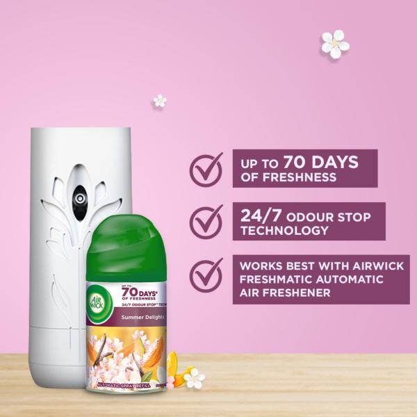 Air wick Freshmatic Refill Life Scents Turquoise Oasis - 250 Ml & Freshmatic Complete Kit - Automatic Air Freshener - Summer Delights (250 Ml) Combo,Spray
