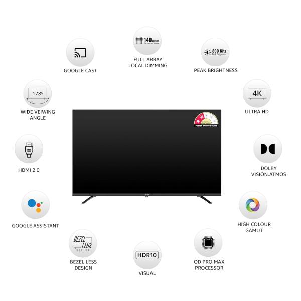Onida 127 cm (50 inchs) Nexg Series 4K Ultra HD Smart QLED Mini LED Google TV MZ50MIN
