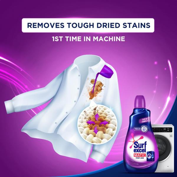 Surf Excel Matic Front Load Liquid Detergent 2 L Refill|| Specially designed to remove Tough Dried Stains, 1st time in Washing Machine