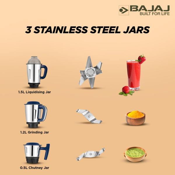 Bajaj Military Series Glamore 800W Mixer Grinder