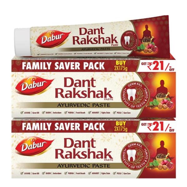 Dabur Dant Rakshak Ayurvedic Toothpaste - 700g (175g x 4) | With Goodness Of 32 Ayurvedic Herbs