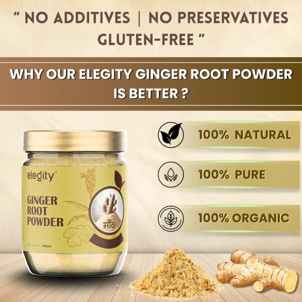 Elegity Ginger Root Powder 200 gm (Pack of 1) | No Added Preservatives