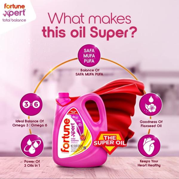Fortune Xpert Total Balance Oil | Blend of Rice Bran, Soyabean & Flaxseed Oil