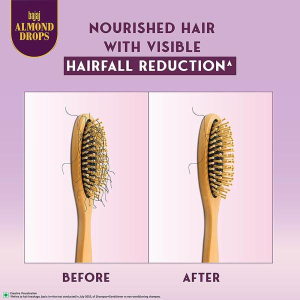 Bajaj Almond Drops Anti Hairfall Shampoo with Almond Oil & Vitamin E | For 10X Hairfall Reduction* & Soft, Shiny Hair*