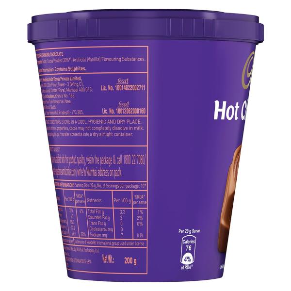Cadbury Hot Chocolate Drink Powder Mix, 200 gm