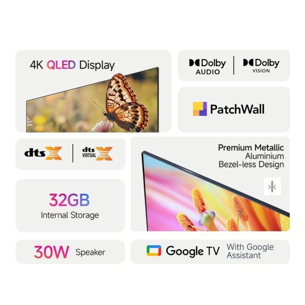 MI Xiaomi 164 cm (65 inches) X Pro QLED Series Smart Google TV L65MA-SIN 4K Ultra HD(Black)