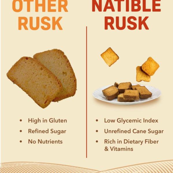 Natible Foxtail Millet Rusk I Healthy Diet Toast I No Maida No Refined Sugar I