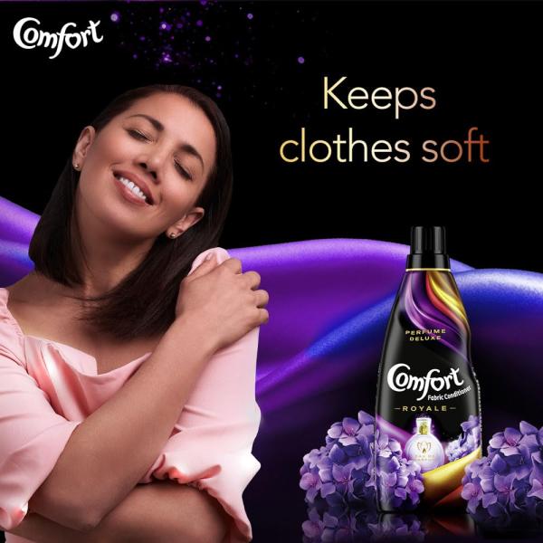 Comfort Perfume Deluxe After Wash Fabric Conditioner Royale 850 ml|| Liquid Fabric Softener with Fine French Fragrance for Freshness|| Softness & Shine