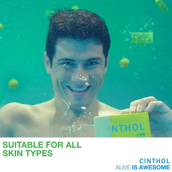 Cinthol Lime Bath Soap - 100g (Pack of 5) | Lemony Deo Fragrance | Grade 1 Soap | For All Skin Types