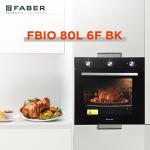 Faber 80L Built-In Black Finish Oven Push/Pull Knob Control with Digital Display 6 Cooking Functions with Rotisserie Grill Rack Universal Pan Free 1 Year Extended warranty