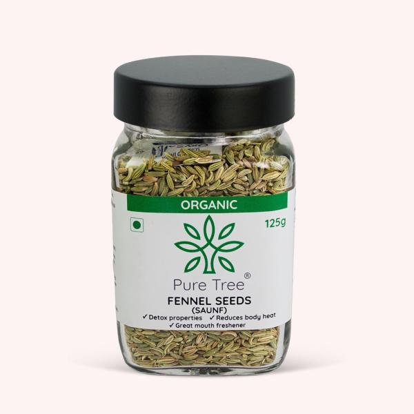 Pure Tree Certified Organic Fennel Seeds | | Glass Jar