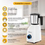 Atomberg Yulia 750 Watt Mixer Grinder | 4 Multipurpose Jars including Chopper Jar | Coarse Mode for Silbatta-like Textures | Powerful Intelligent Motor | Advanced Safety Features | Snow White