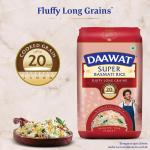 Daawat Super Basmati Rice 1Kg| Fluffy Long Grains| Cooked upto 20mm*| Super Value Pack 20% Extra