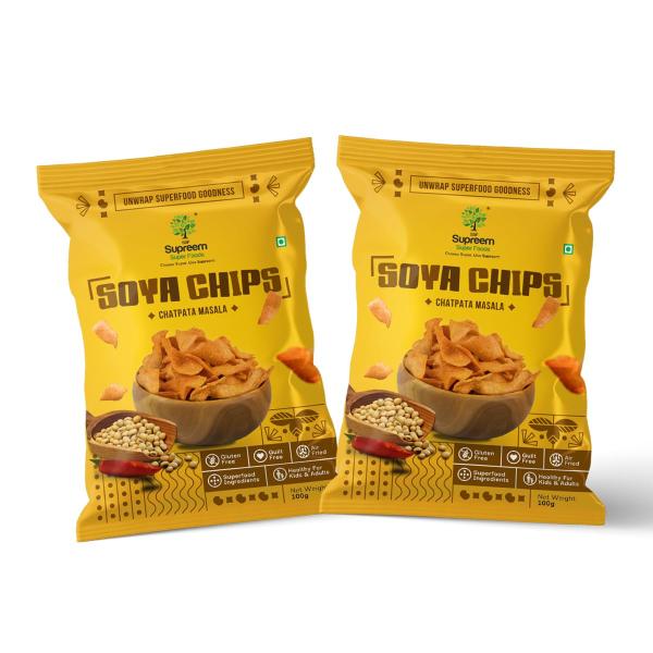 Supreem Super Foods Soya Chips | Roasted Soya Chips | Healthy Soy Chips Snack