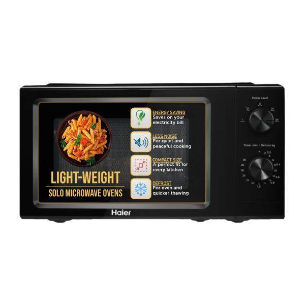 Haier 19 L Inverter Technology, Light Weight, Defrost, 5 Power Levels Solo Microwave Oven (HIL1901MBPB, Black)