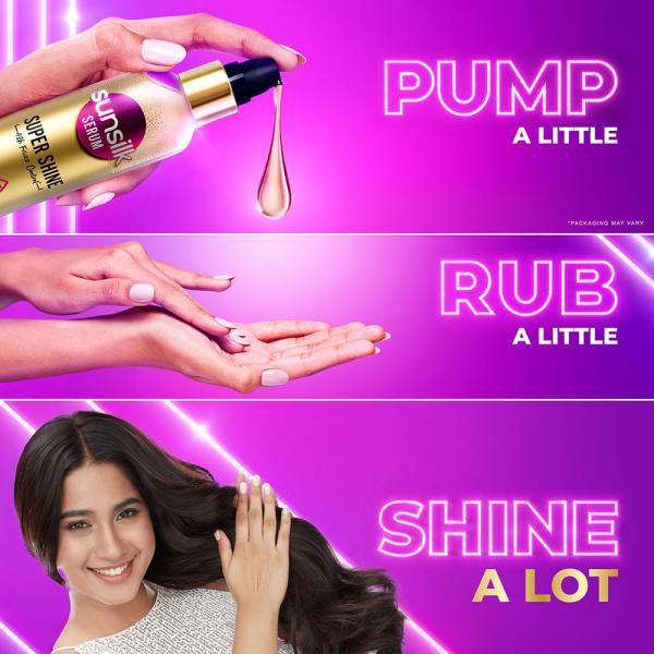 Sunsilk Super Shine Hair Serum For Dry frizzy Hair, Vitamin E Nourishment, 48 hour frizz free, non-sticky, 100ml