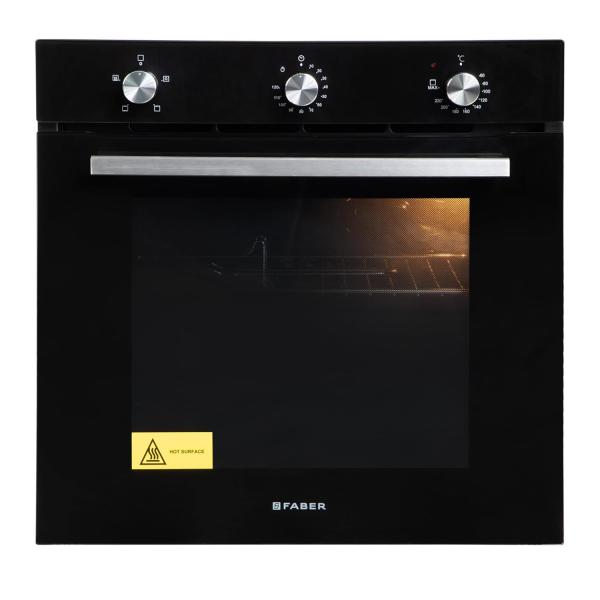 Faber 80L Black Finish Built-In Oven Push/Pull Knob Control with Digital Display 4 Cooking Functions with Grill Rack Universal Pan FBIO 4F BK with 1Yr Comprehensive Warranty