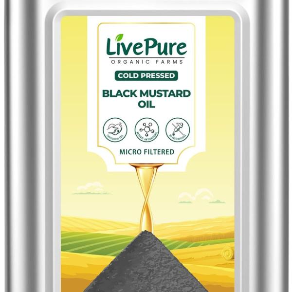 Livepure Organic Farms- Cold Pressed Mustard Oil (15L Tin), Mustard Oil Cold Pressed