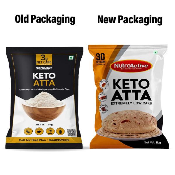 NutroActive Keto Atta Net Carb (3g Net Carb Per Roti) Extremely Low Carb Flour - 1kg
