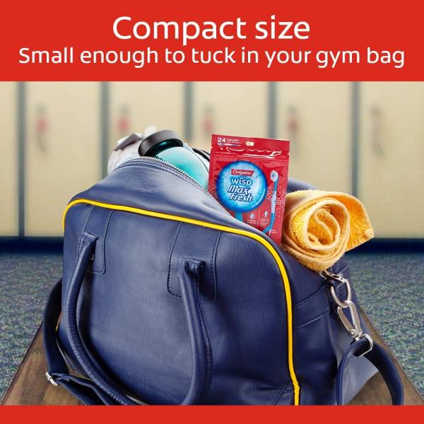 Colgate Adult Max Fresh Wisp Disposable Travel Manual Toothbrush, Peppermint - 24 Count, Red