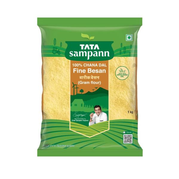 Tata Sampann 100% Chana Dal Fine Besan, Gram Flour, 1 Kg