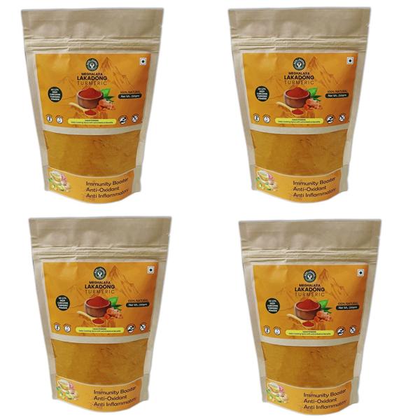 Bon Organo Meghalaya Lakadong Turmeric Powder, 1kg (250gms*4), High Curcumin (10-12%) | Sourced from Meghalaya