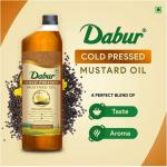 Dabur Cold Pressed Mustard Oil 1L | Healthy Cooking Oil | Goodness of Omega 3 & 6