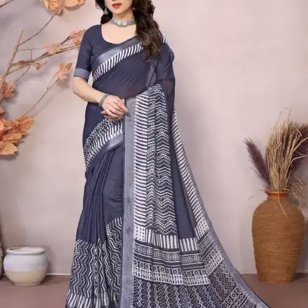 DESIGNER FANCY COTTON LINEN SAREES