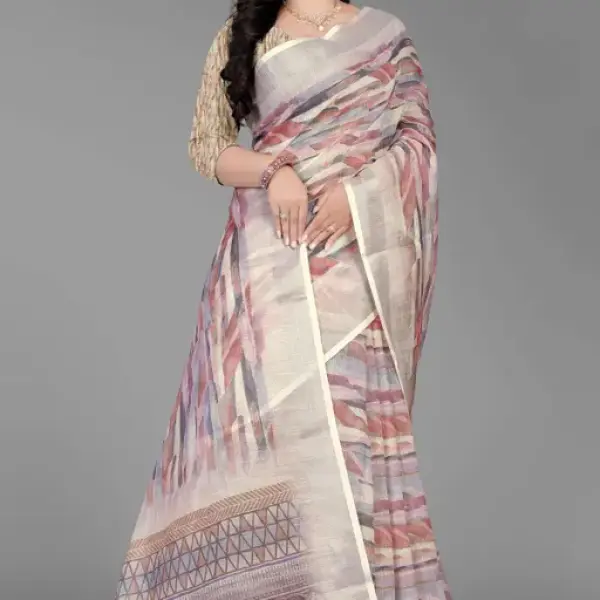 Premium Linen Cotton Stylish Saree