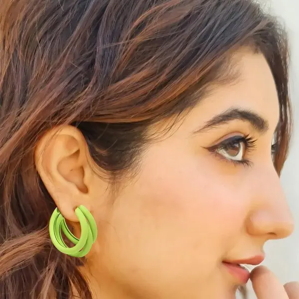  Triple Hoop Earrings Black