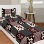 3D Printed PolyCotton 1 SingleBed Bedsheet with 1 Pillow Covers