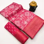 Bandhani Cotton Silk Saree (Gajri)