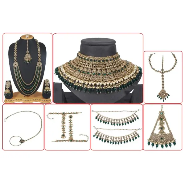 Beautiful With Ethnic Work Polki Bridal Set Adorned With Crystal