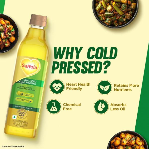 Saffola Cold Pressed Oil, Goodness of 2 - Groundnut & Safflower
