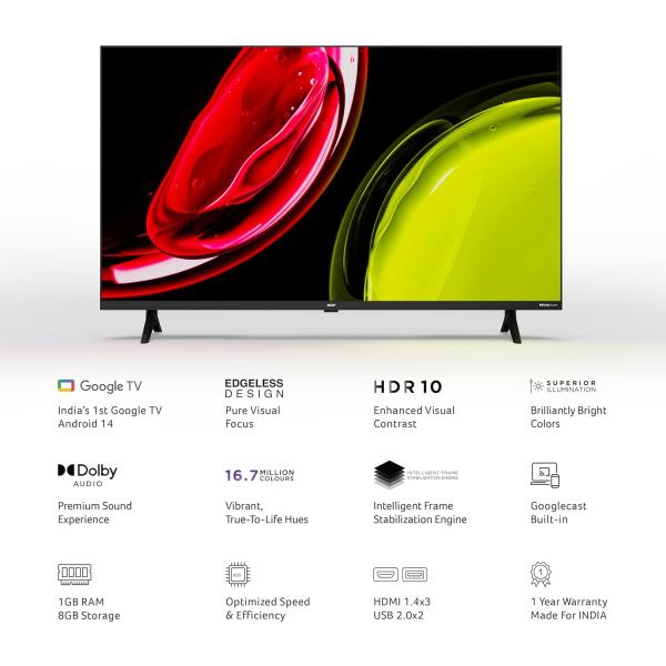 acer 100 cm (40 inches) Ultra I Series FHD Smart LED Google TV AR40FDGGU2841BD