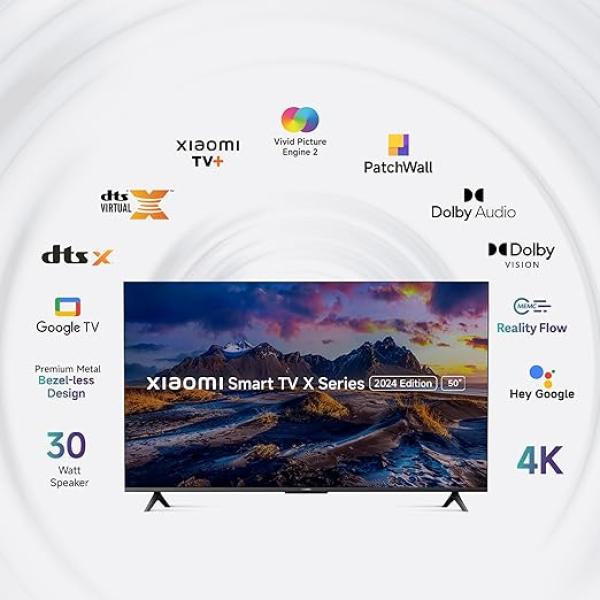 Mi Xiaomi 125 cm (50 inches) X Series 4K LED Smart Google TV L50MA-AUIN (Black)